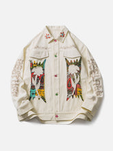 Jeansjacke mit Blumen-Patchwork-Stickerei